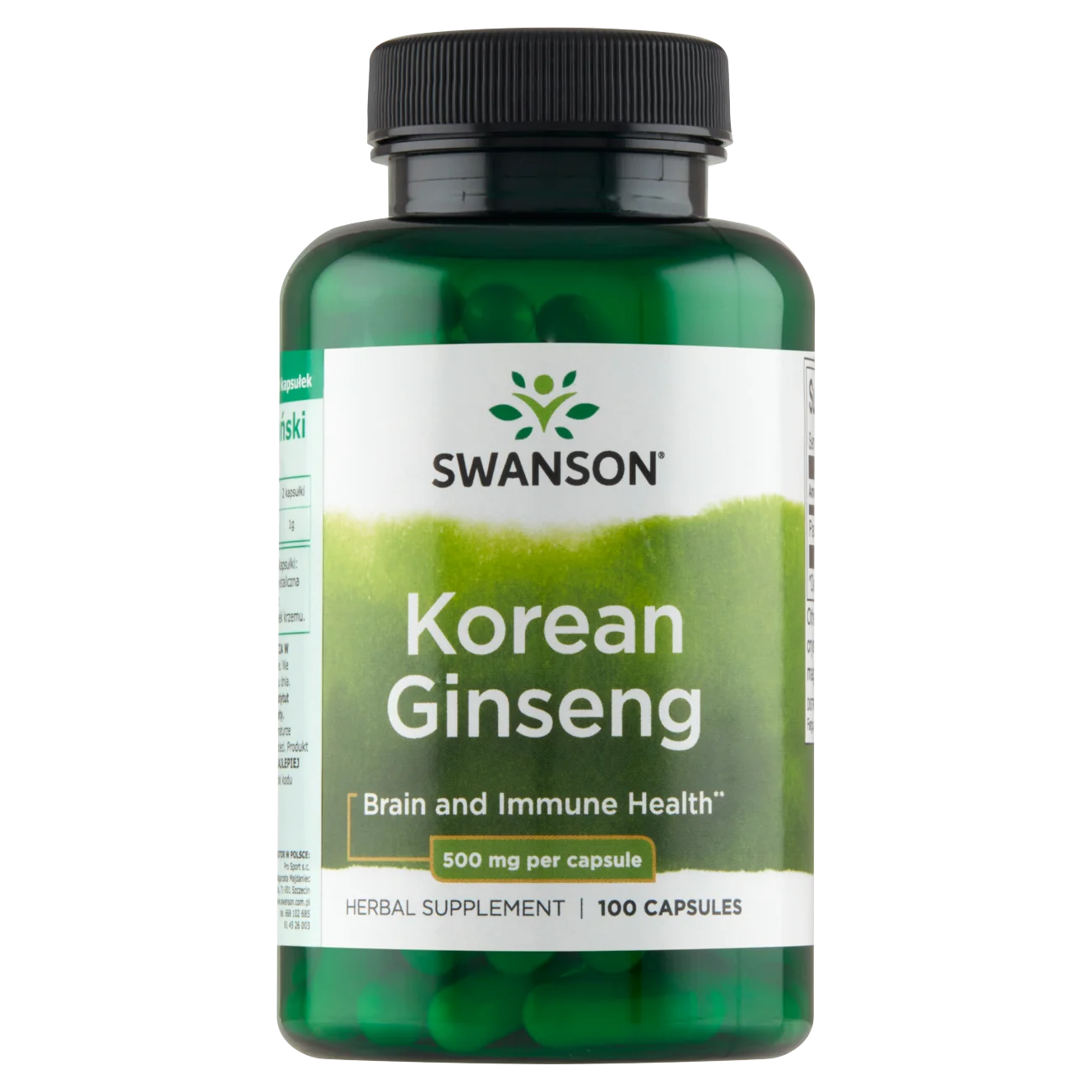 Swanson, Żeń - szeń koreański, 500 mg, suplement diety, 100 kapsułek