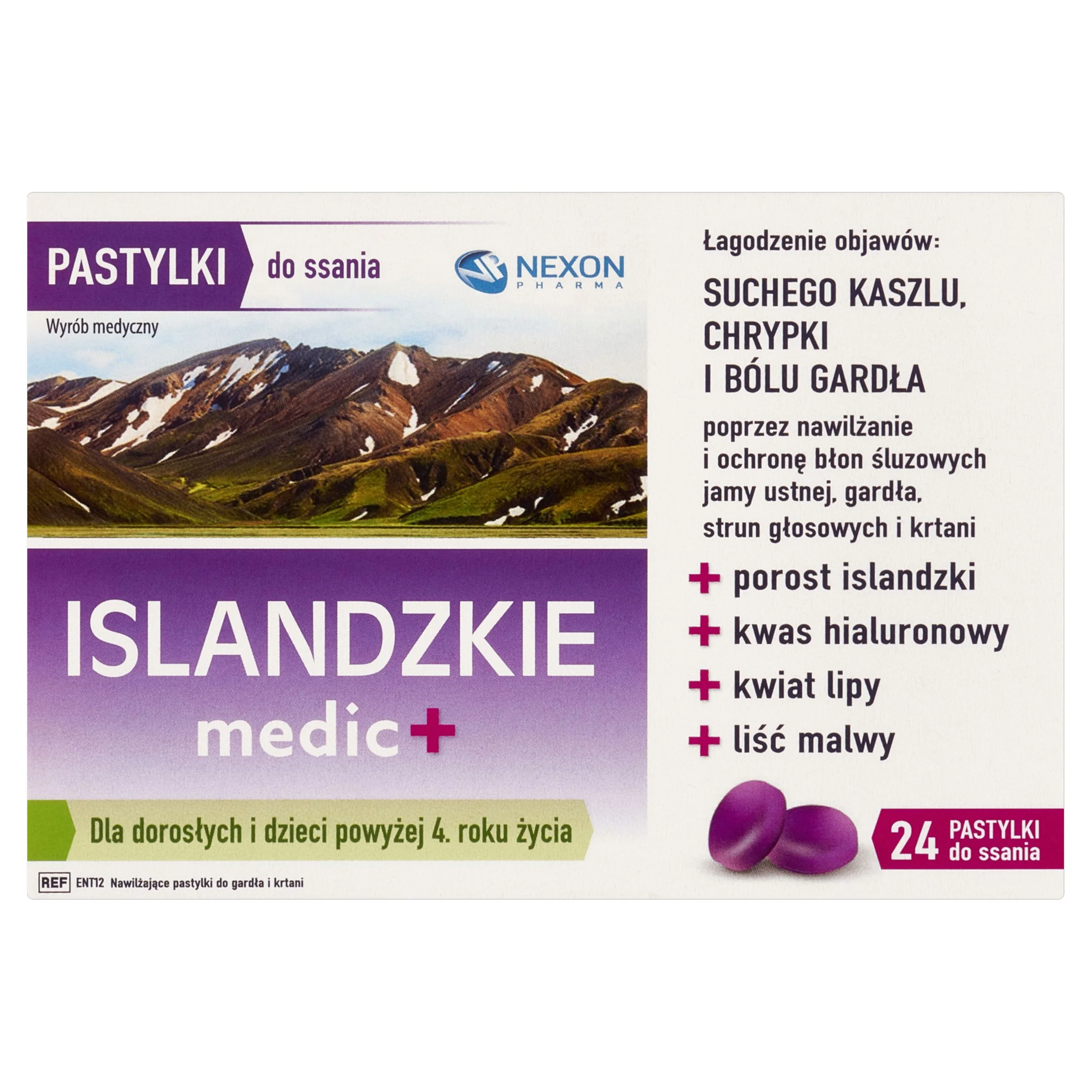 Nexon Pharma Islandzkie medic+, pastylki do ssania, 24 szt.