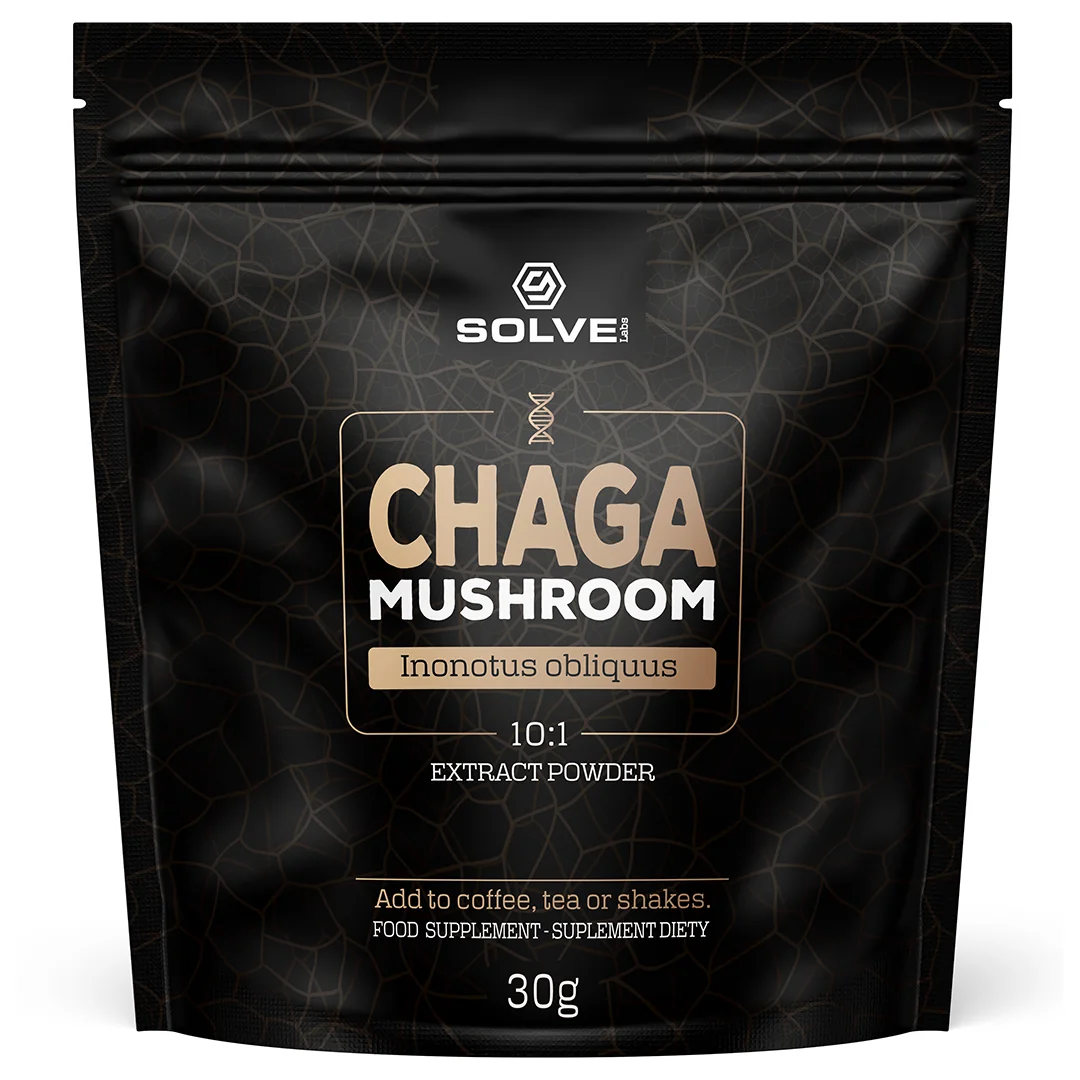 Solve Labs Chaga Mushrom Powder 10:1, błyskoporek podkorkowy, 30 g