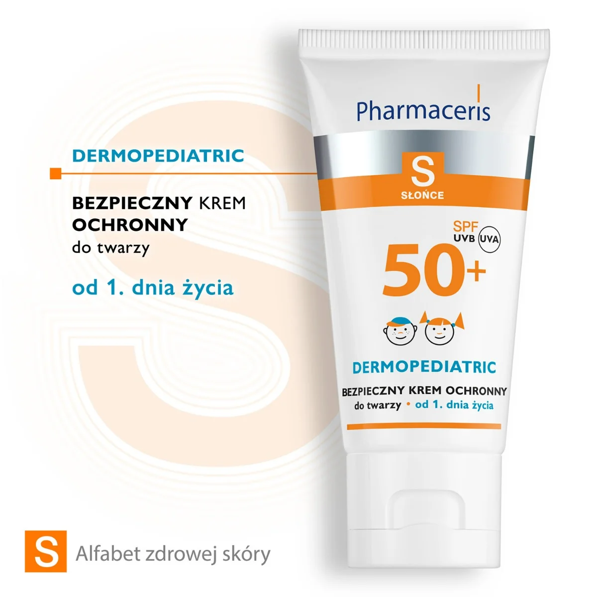 Pharmaceris S, bezpieczny krem ochronny do twarzy dla dzieci, SPF 50+, 50 ml