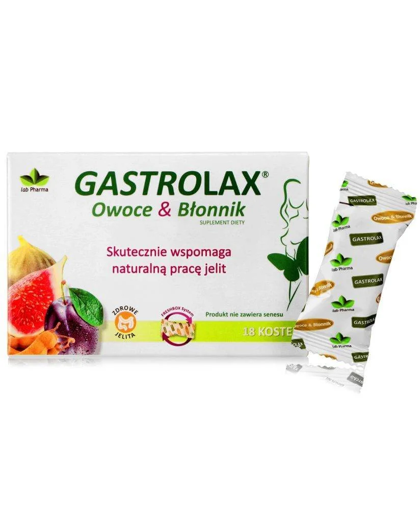 Gastrolax Owoce i Błonnik, kostka, 18 sztuk