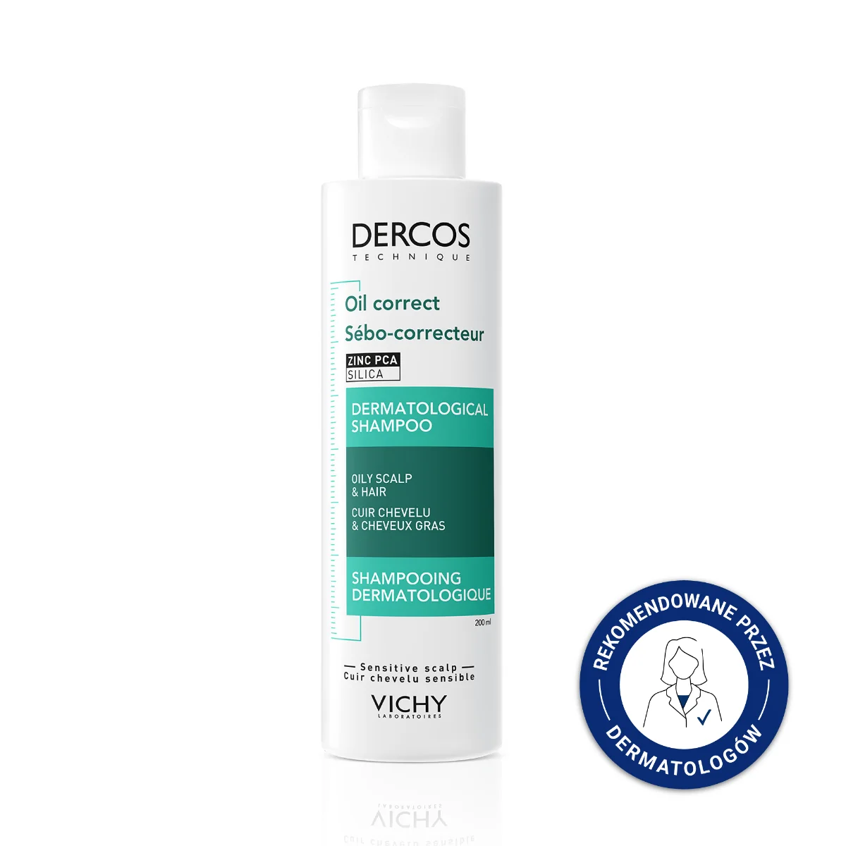 Vichy Dercos Oil Correct, szampon normalizujący, 200 ml