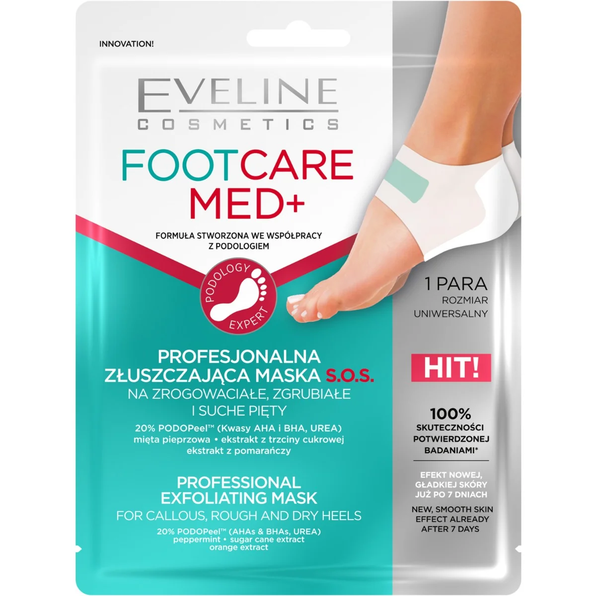 Eveline Cosmetics Foot Care Med+, profesjonalna maska do stóp złuszczająca, 1 szt.