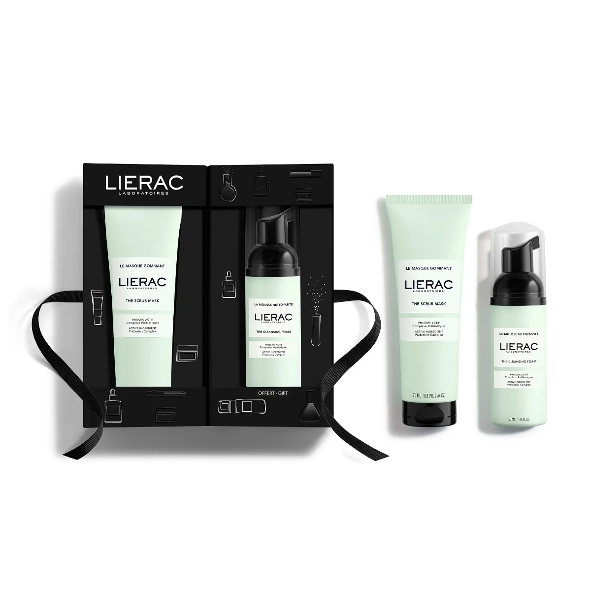 Zestaw LIERAC Set Demakijaż, Maska peelingująca i Pianka, 75 ml + 50 ml