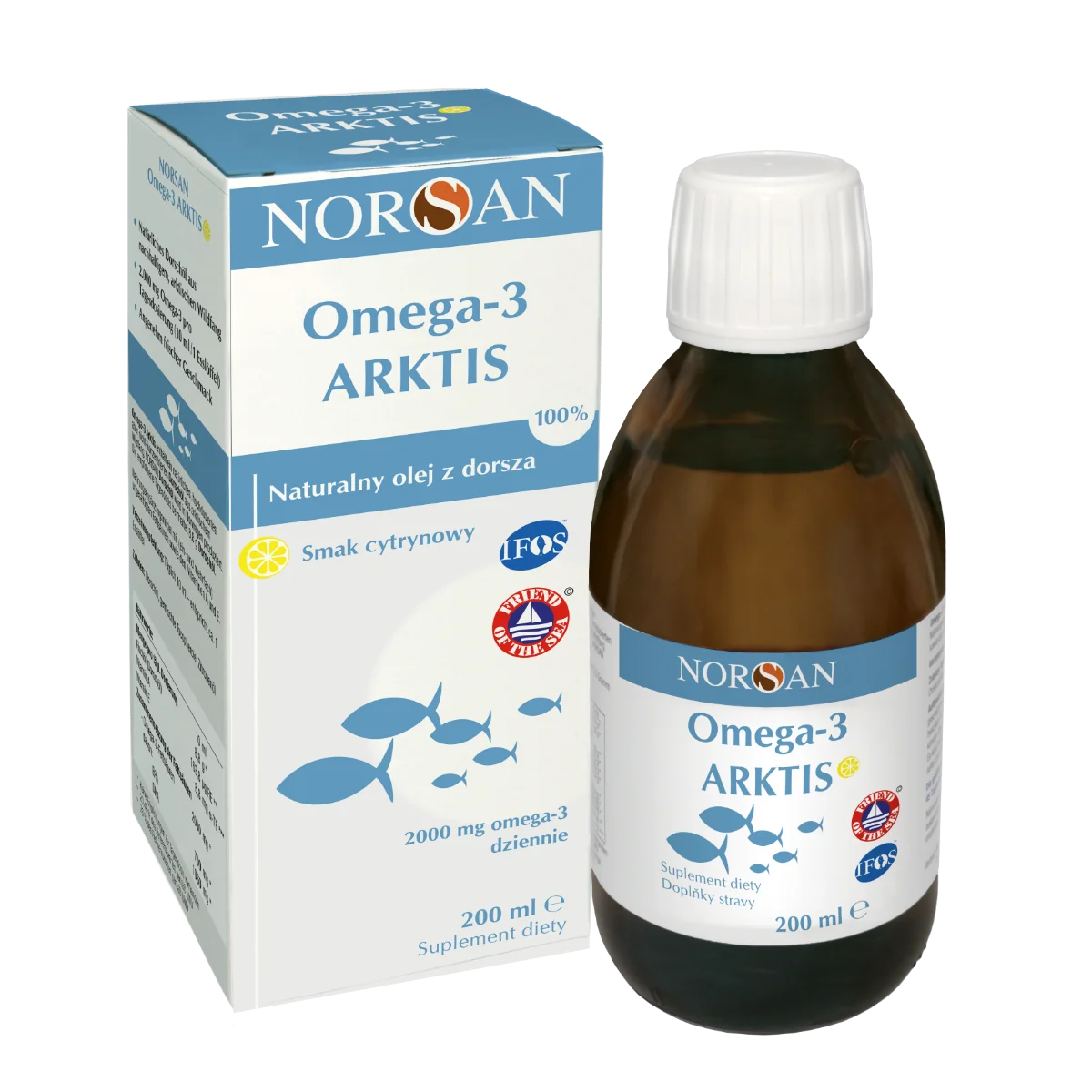 Norsan Omega-3 Artkis, naturalny olej z dorsza arktycznego, 200 ml