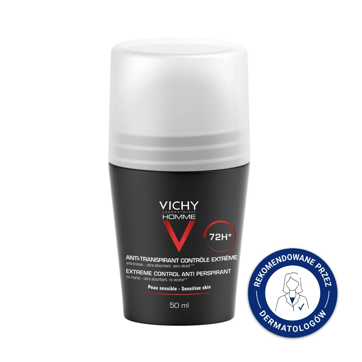 Vichy Homme, Antyperspirant 72H, 50 ml