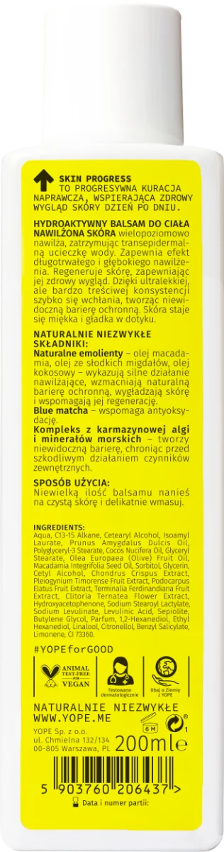 YOPE Skin Progress Nawilżona Skóra hydroaktywny balsam do ciała Water Fruits, 200 ml