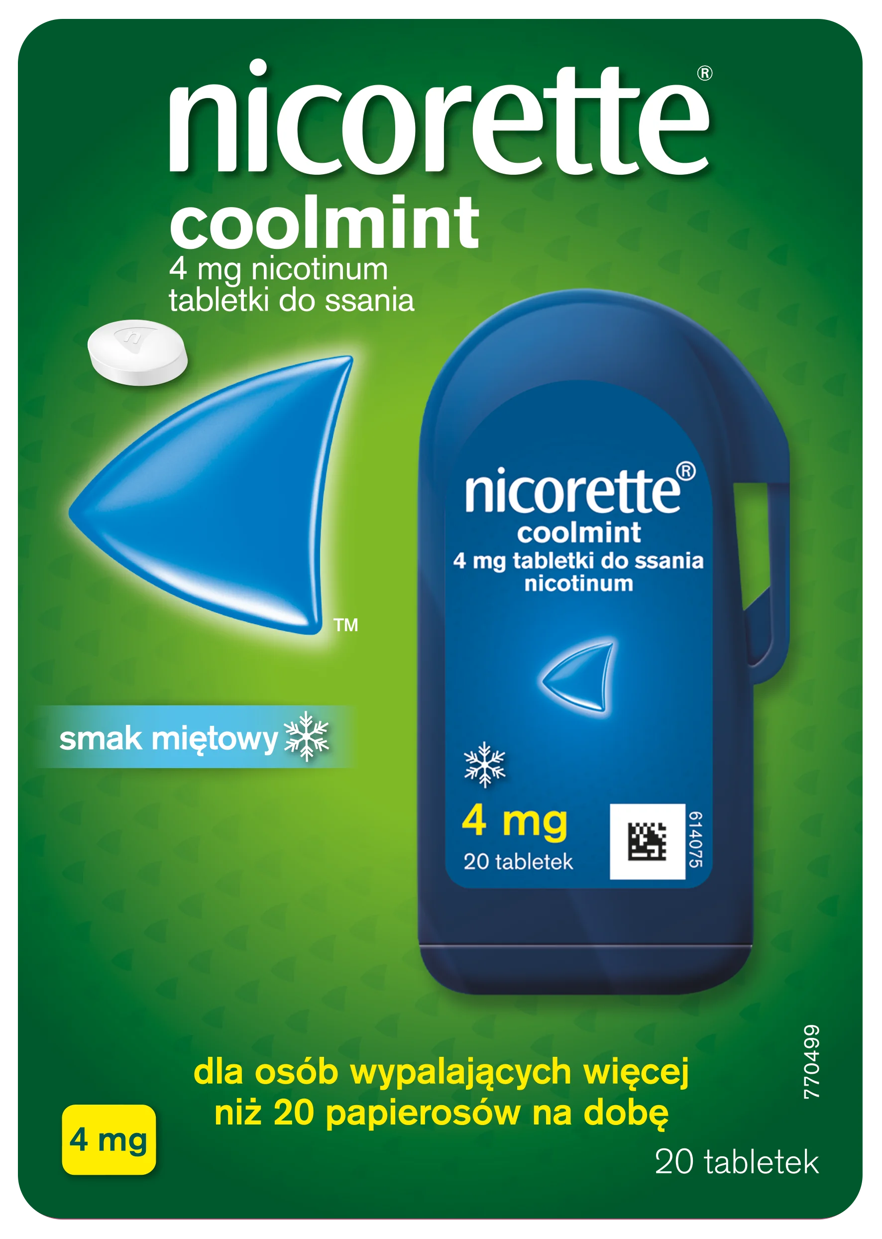 Nicorette Coolmint, 4 mg. 20 tabletek