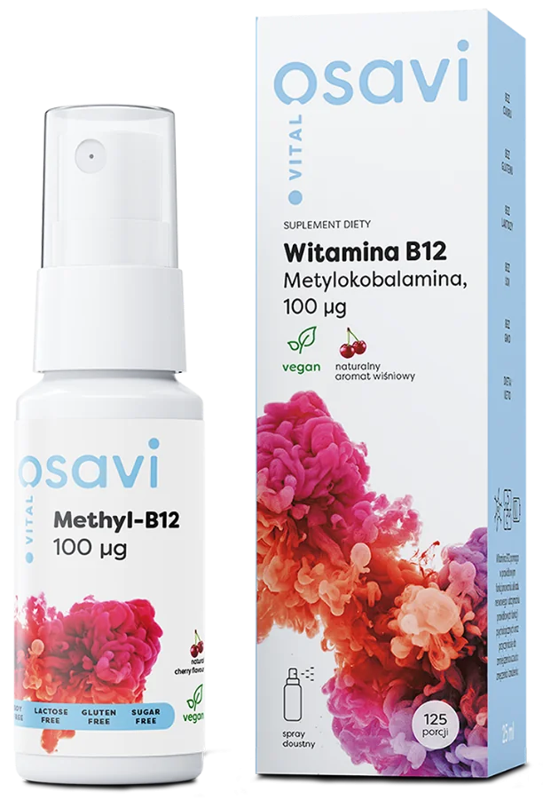 Witamina B12 (Metylokobalamina), Spray Doustny, 100mcg (Wiśnia), 25 ml.