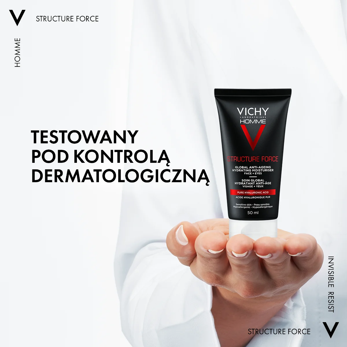 Vichy Homme Structure Force przeciwzmarszczkowy krem wzmacniający, 50 ml