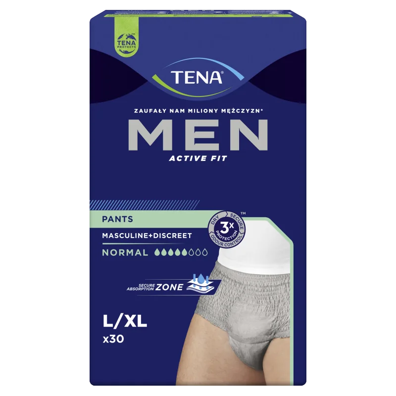 Tena Men Pants Normal Grey L/XL, bielizna na nietrzymanie moczu, 30 sztuk