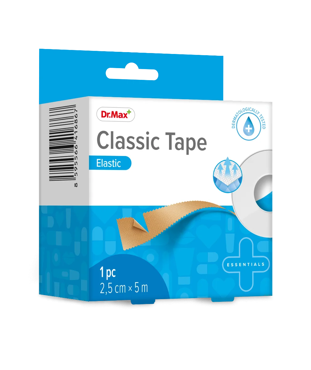 Classic Tape Elastic Dr.Max, elastyczny przylepiec na rolce 2,5 cm x 5 m, 1 sztuka