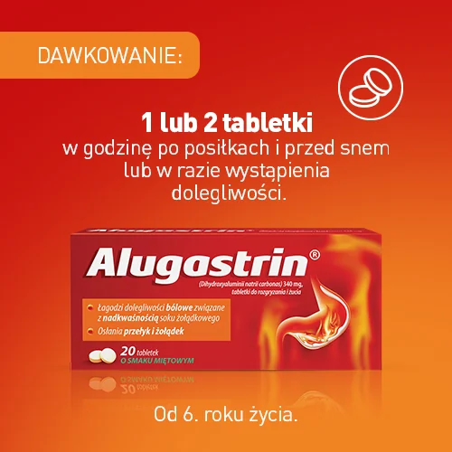 Alugastrin, 340 mg, 20 tabletek o smaku miętowym 