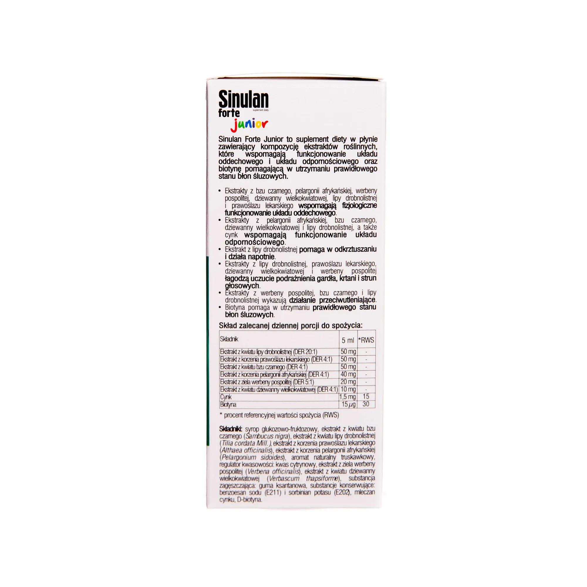 Sinulan Forte Junior, suplement diety, 120 ml 