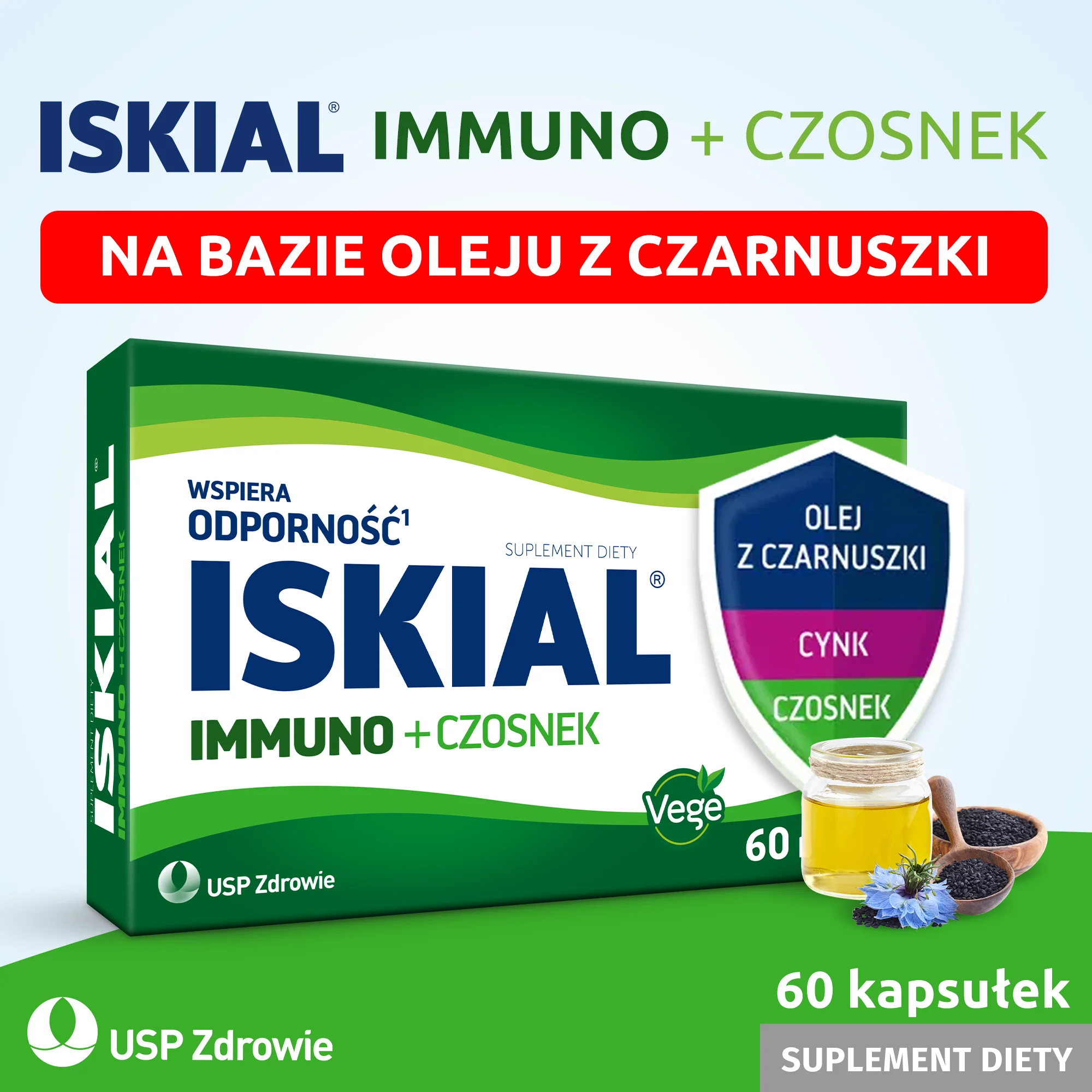 Iskial Immuno + czosnek 60 kapsułek