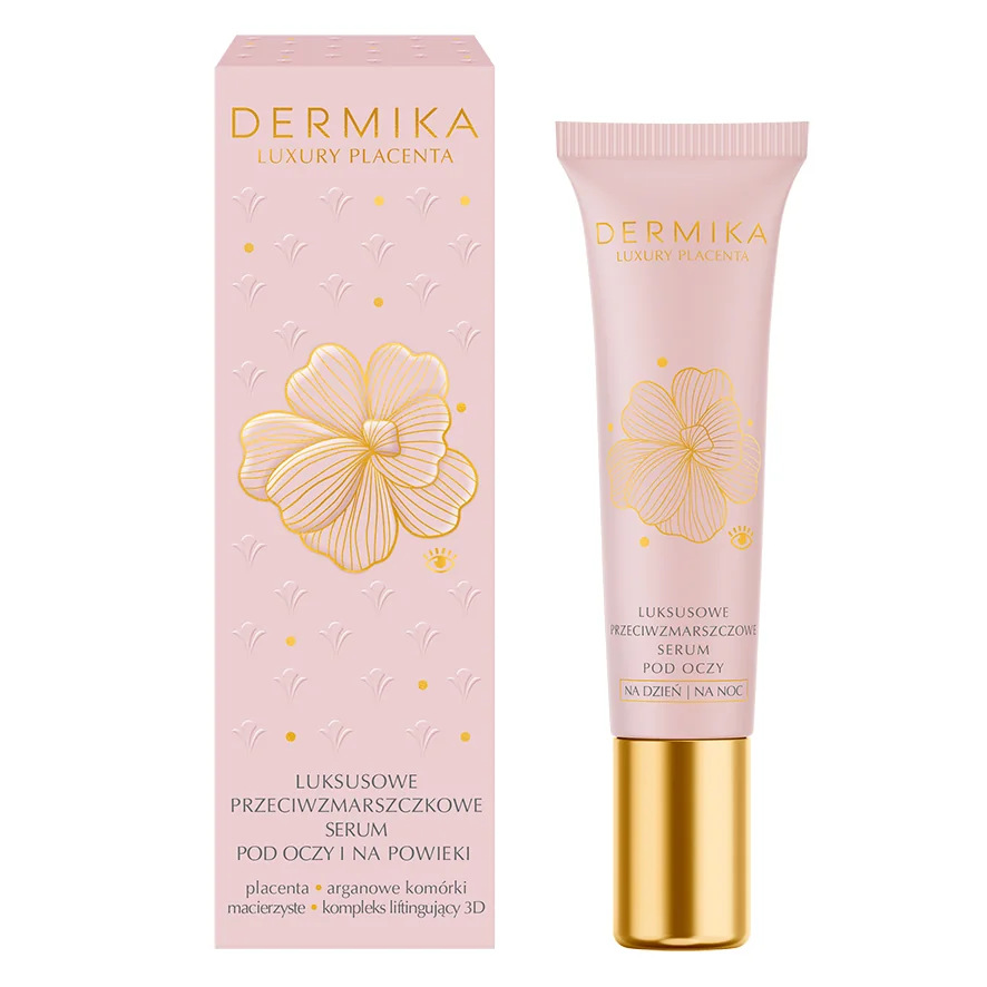 Dermika Luxury Placenta, luksusowe przeciwzmarszczkowe serum pod oczy i na powieki, 15 ml