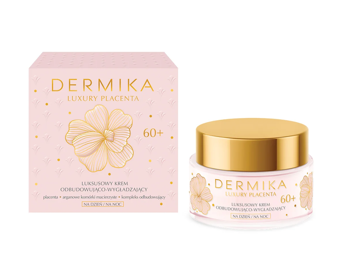 Dermika Luxury Placenta, luksusowy krem odbudowująco-wygładzający 60+, 50 ml