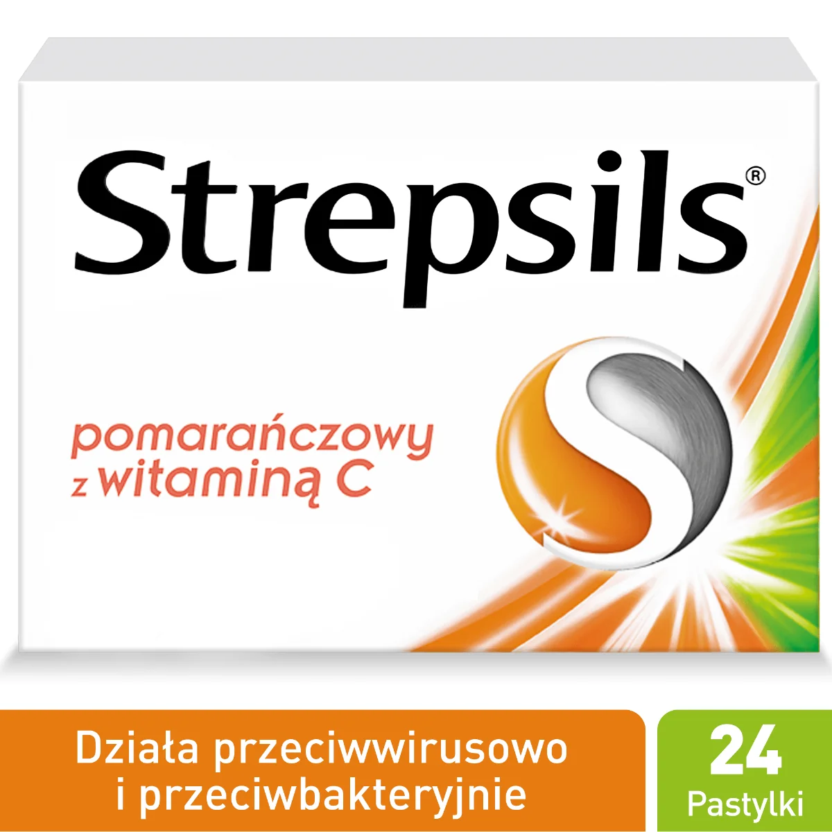 Strepsils pomarańczowy z witaminą C, 24 pastylki twarde