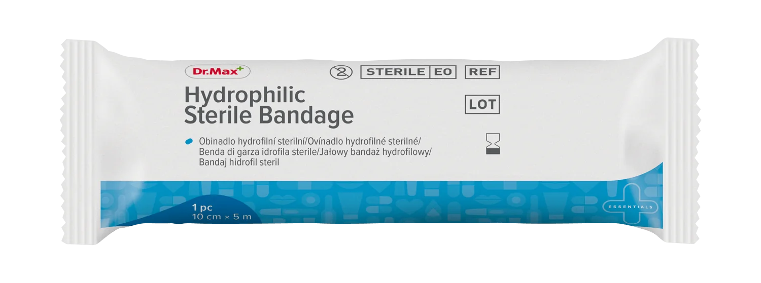 Hydrophylic sterile bandage Dr.Max, jałowy bandaż hydrofilowy 10 cm x 5 m, 1 sztuka