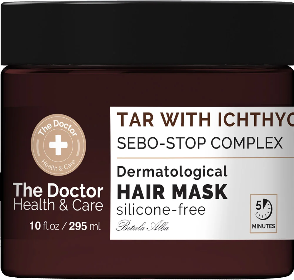 The Doctor Health & Care, maska do włosów przeciw przetłuszczaniu Dziegieć + Ichthyol + Sebo-Stop Complex, 295 ml