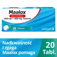 Maalox, smak miętowy, 20 tabletek