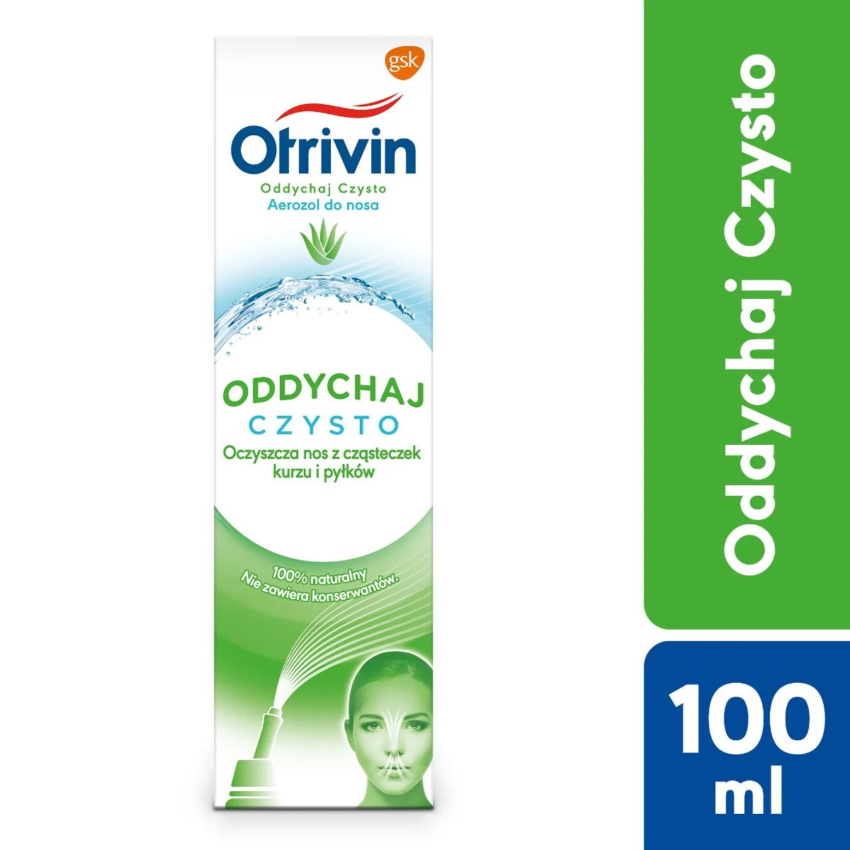 Otrivin Oddychaj Czysto dla dorosłych, Aerozol 100% naturalny z ekstraktem z aloesu, 100 ml