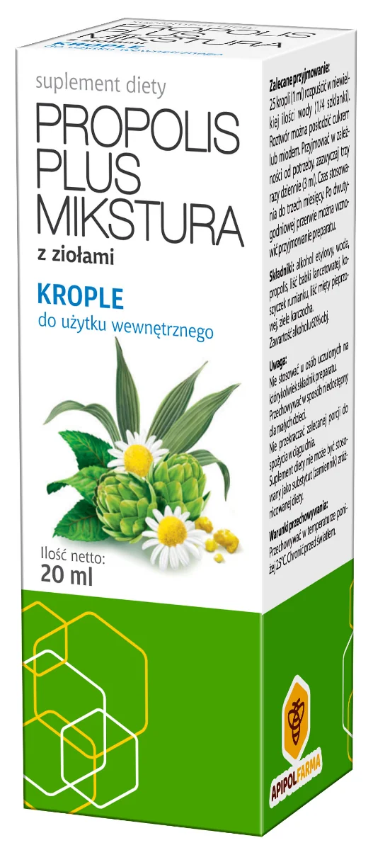 Propolis Plus Mikstura, krople doustne, suplement diety, 20 ml