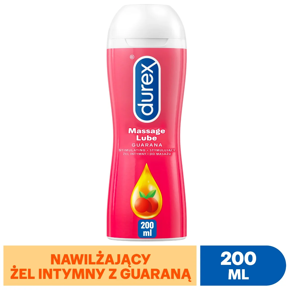 Durex Play, massage 2w1, stymulujący, nawilżający żel intymny z pobudzającą guaraną, 200 ml