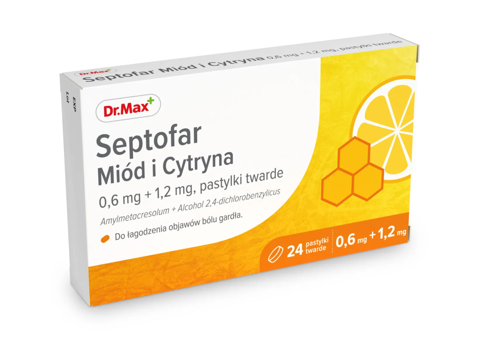 Septofar Miód i Cytryna Dr.Max, 0,6mg+1,2mg, 24 pastylki do ssania