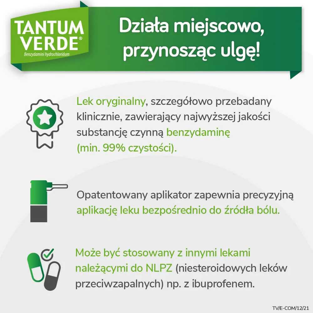 Tantum Verde 1,5 mg/ml, aerozol do stosowania w jamie ustnej i gardle, 30 ml 