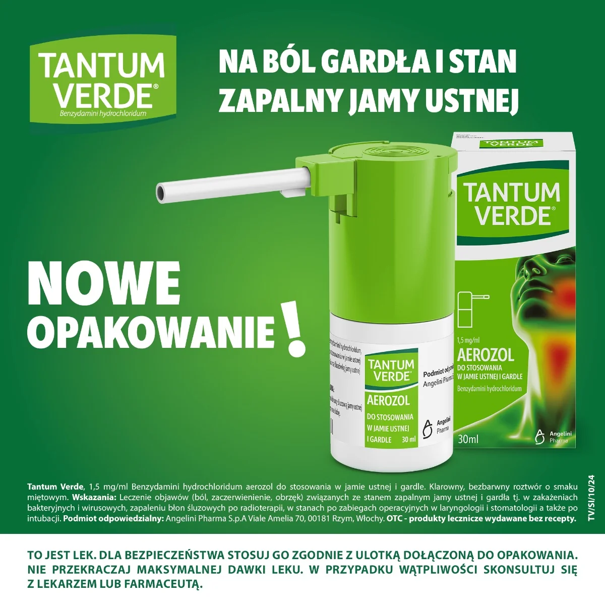 Tantum Verde 1,5 mg/ml, aerozol do stosowania w jamie ustnej i gardle, 30 ml