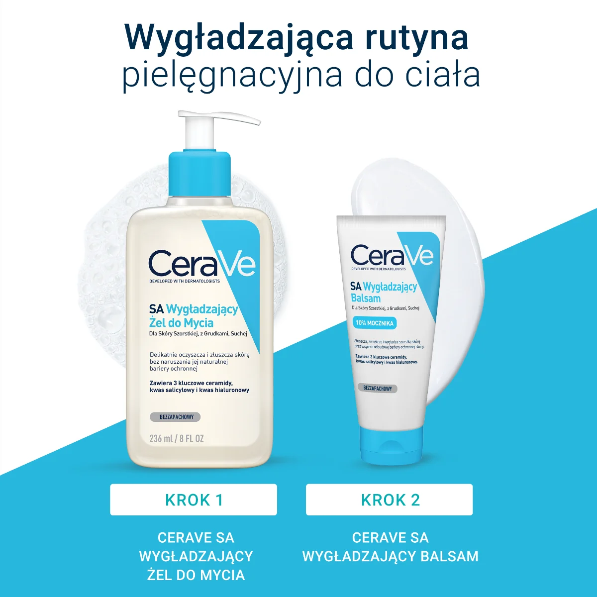 CeraVe SA, Żel Wygładzający do Mycia do Skóry Szorstkiej, z Grudkami, 236 ml