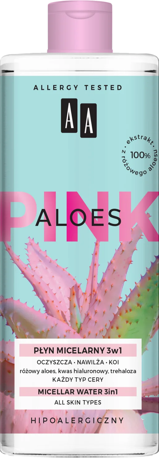 AA ALOES PINK, Płyn micelarny 3w1, 400 ml