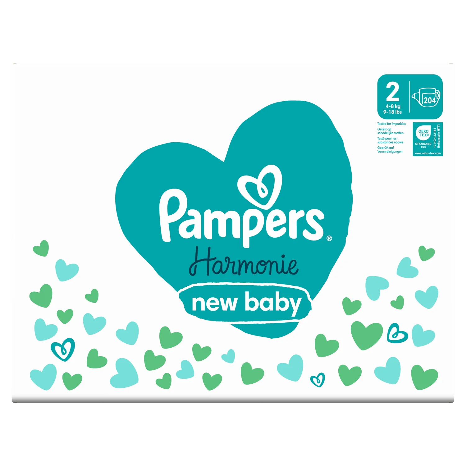 Pampers Harmonie Baby, Pieluszki, rozmiar 2 (4kg-8kg), 204 sztuki