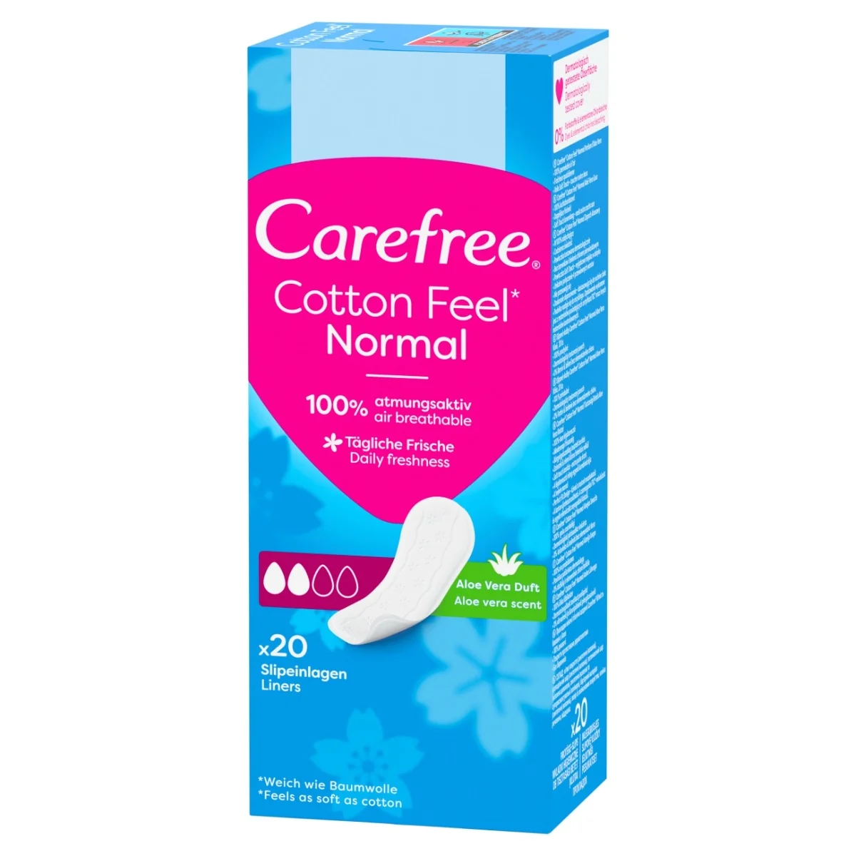 Carefree Cotton Aloe, wkładki higieniczne, 20 sztuk