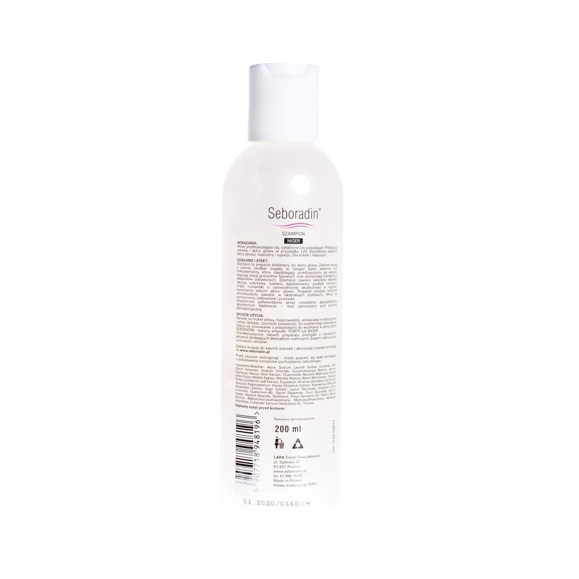 Seboradin niger, szampon czarna rzodkiew, włosy przetłuszczające się, skłonne do wypadania, 200 ml 