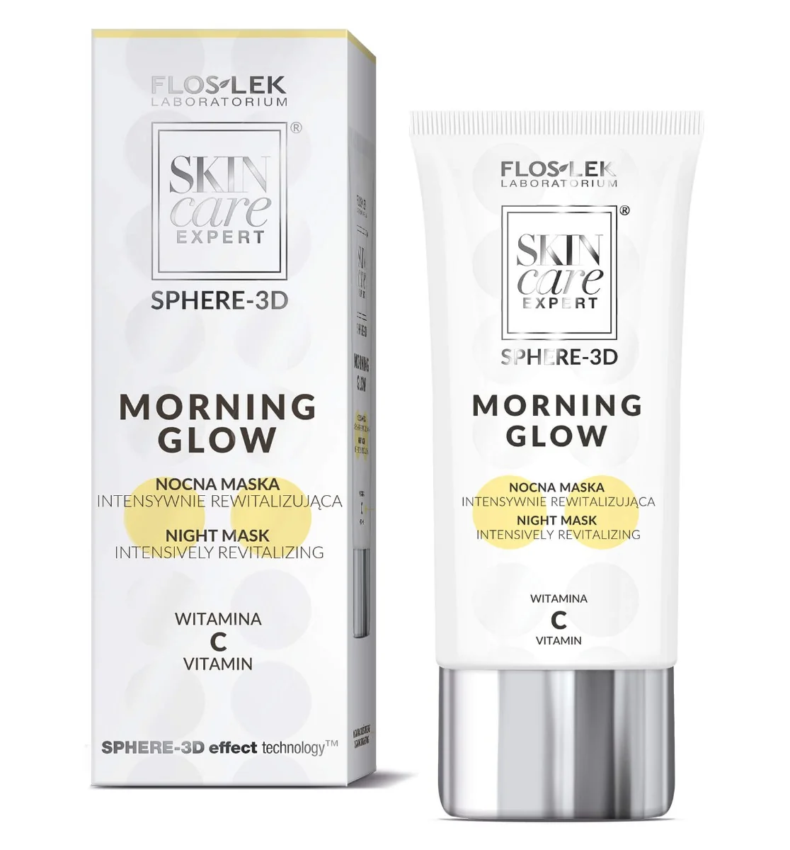 Flos-Lek Skin Care Expert Sphere 3D, Morning Glow, nocna maska intensywnie rewitalizująca z witaminą C, 50 ml