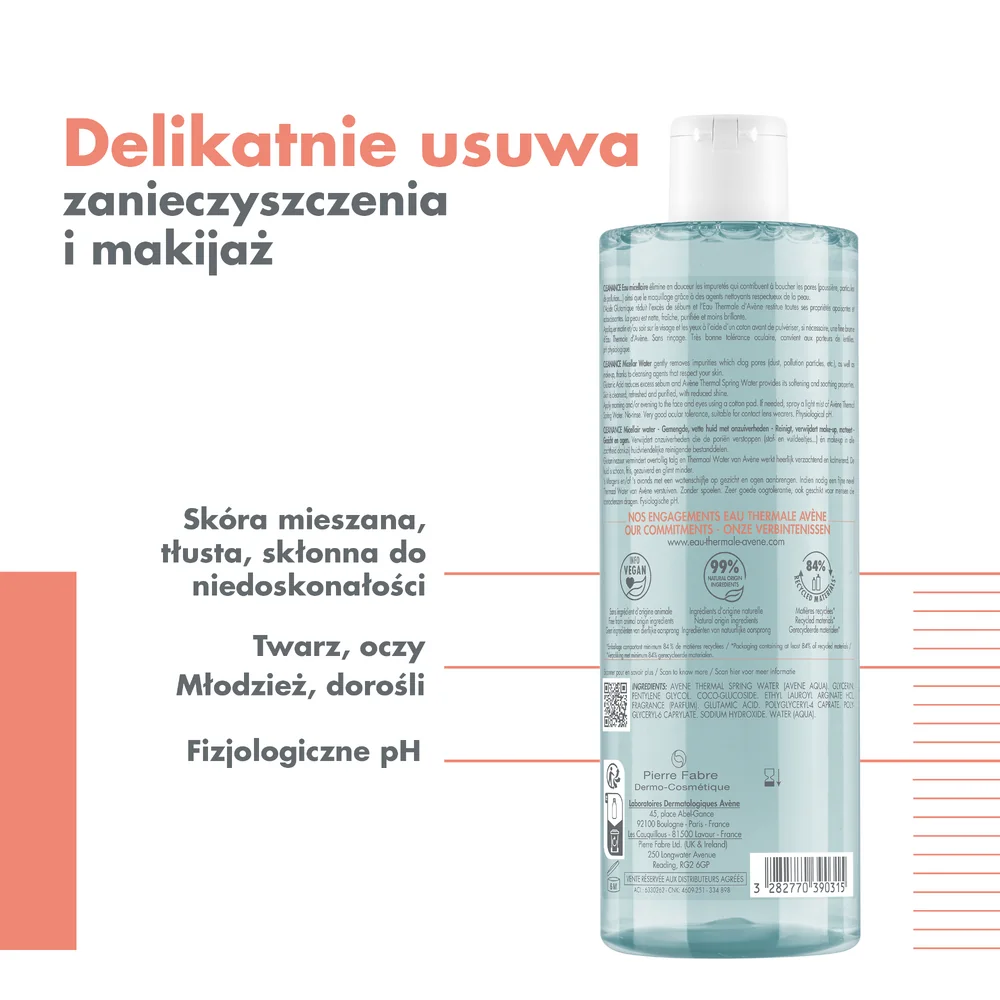 Avène Cleanance woda micelarna woda micelarna, 400 ml