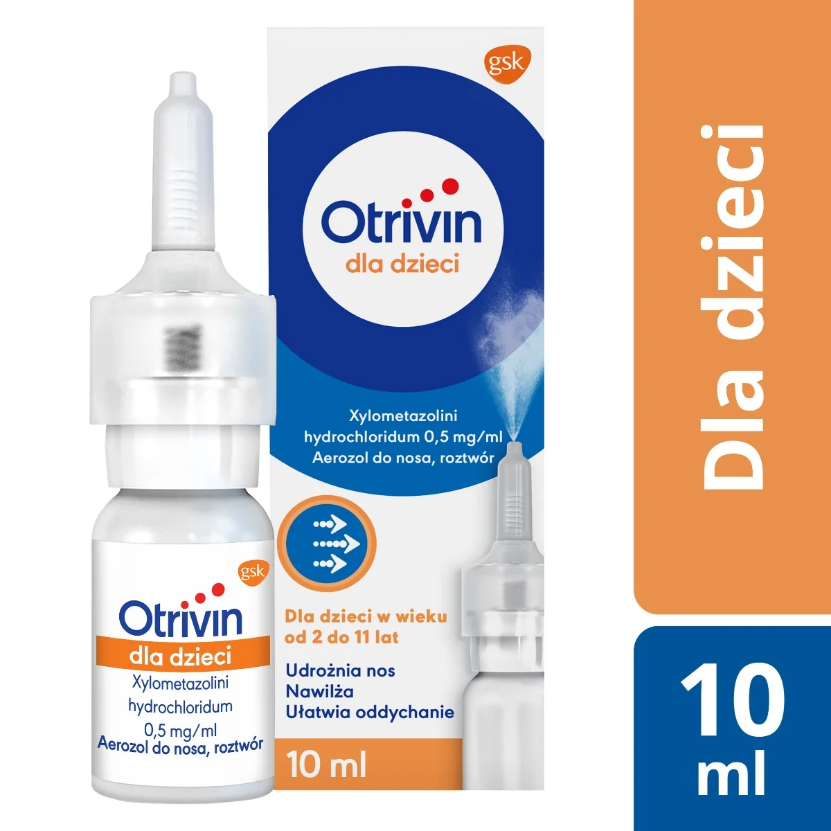 Otrivin dla dzieci 0,5 mg/ml aerozol do nosa, 10 ml