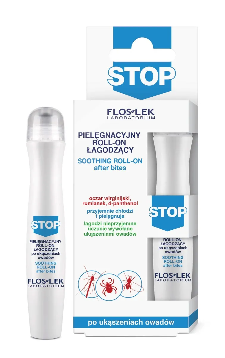 Flos-Lek Stop, pielęgnacyjny roll-on łagodzący po ukąszeniach owadów, 15 ml