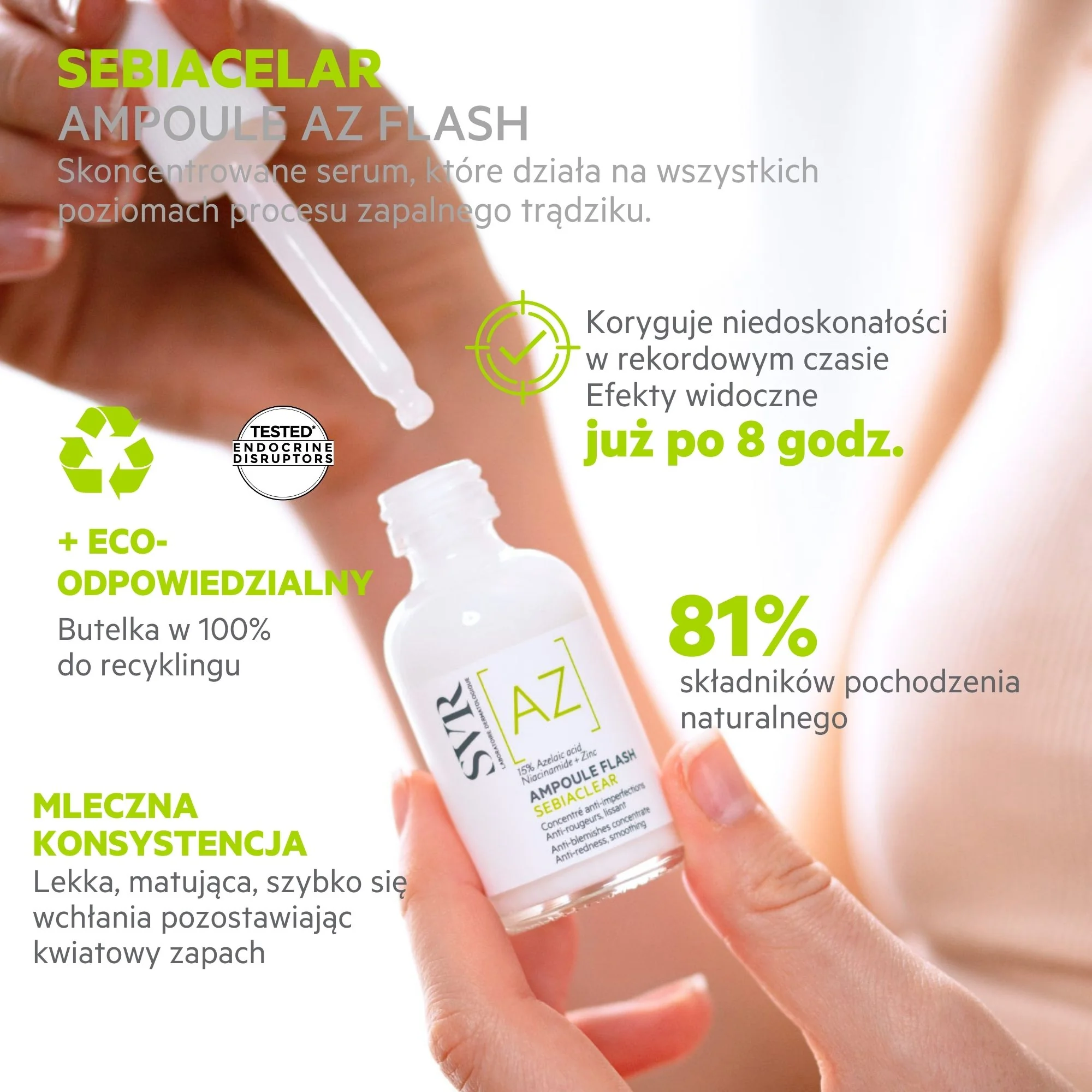 SVR Sebiaclear Ampoule Flash Koncentrat wygładzający korygujący niedoskonałości i zaczerwienienia, 30 ml