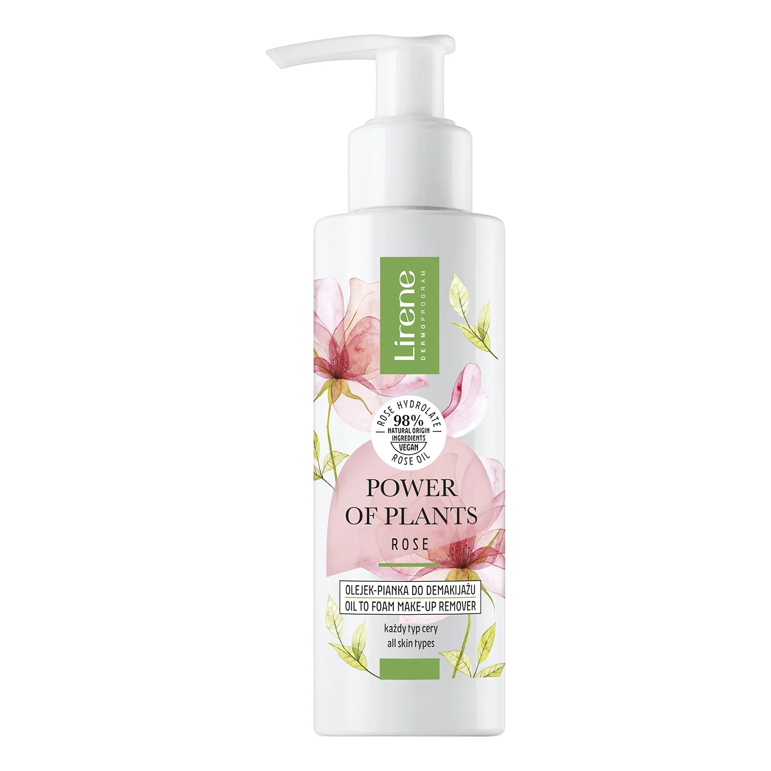 Lirene Power Of Plants Róża, olejek-pianka do demakijażu, 145 ml