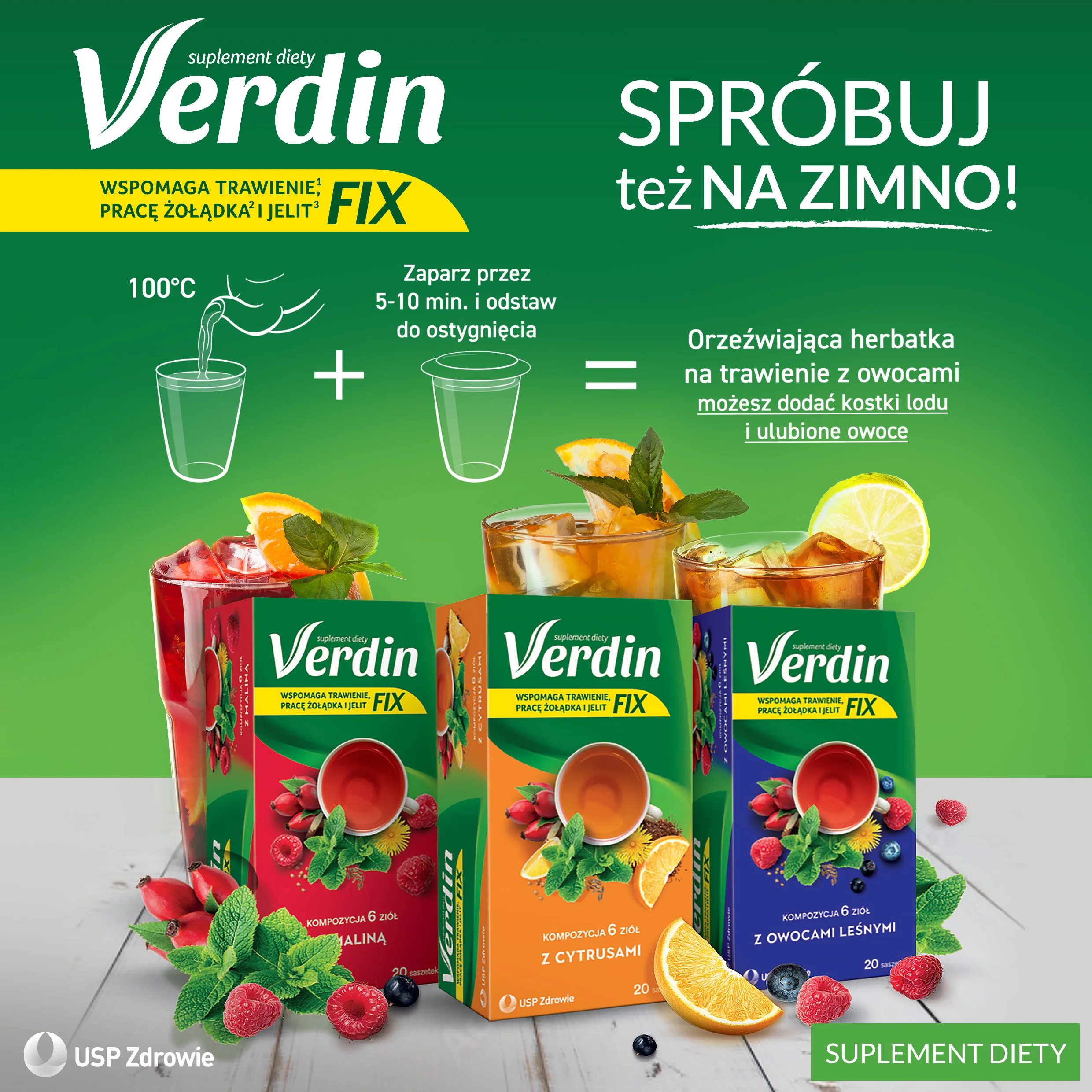 Verdin FIX z Owocami Leśnymi suplement diety, 20 saszetek