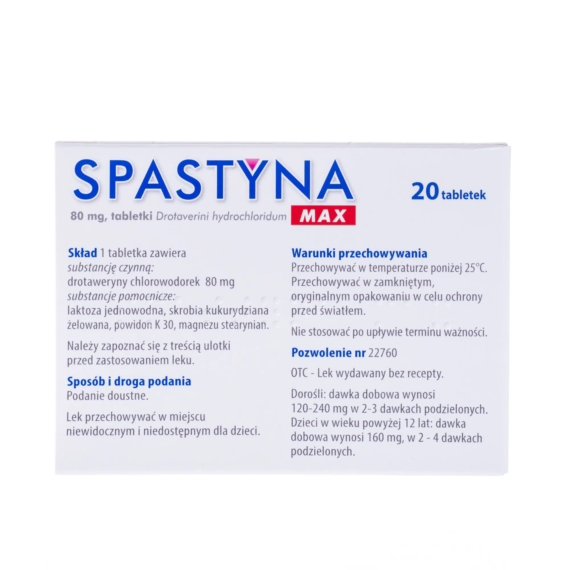 Spastyna Max, 20 tabletek 