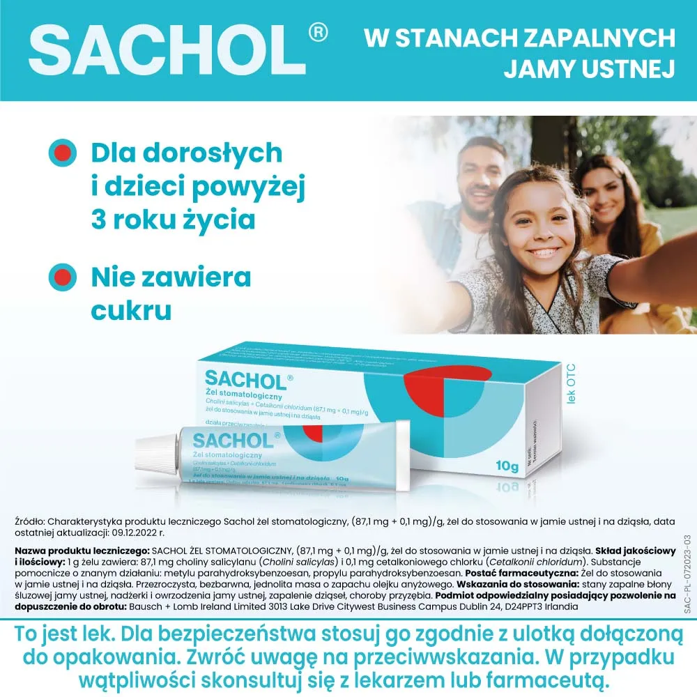 Sachol, 87,1 mg + 0,1 mg/ g, żel stomatologiczny, 10 g 