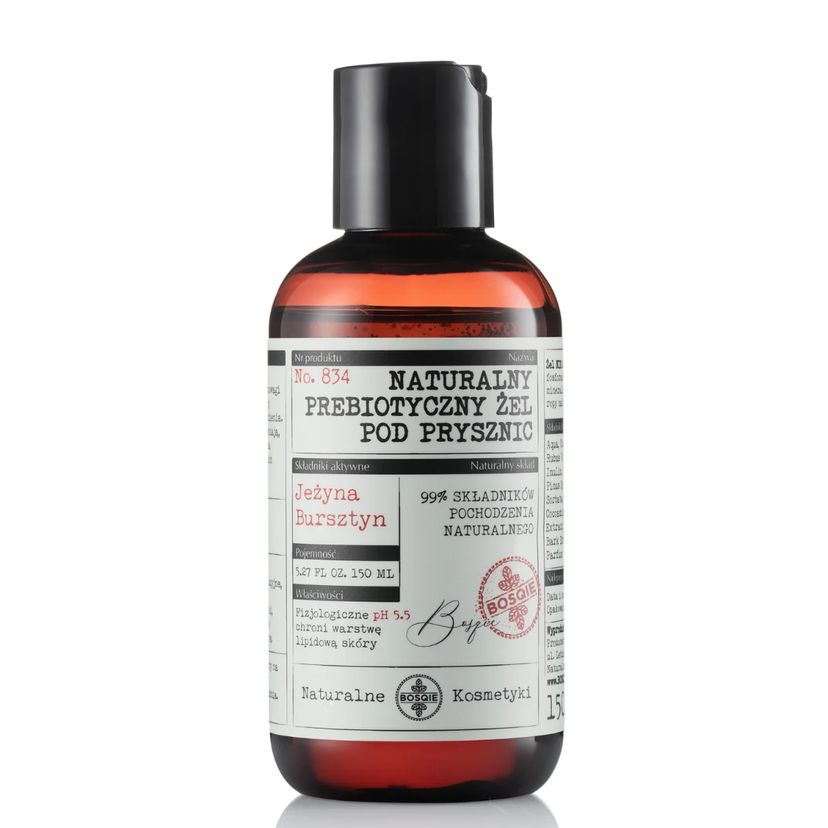 BOSQIE prebiotyczny naturalny żel pod prysznic Jeżyna i bursztyn, 150 ml