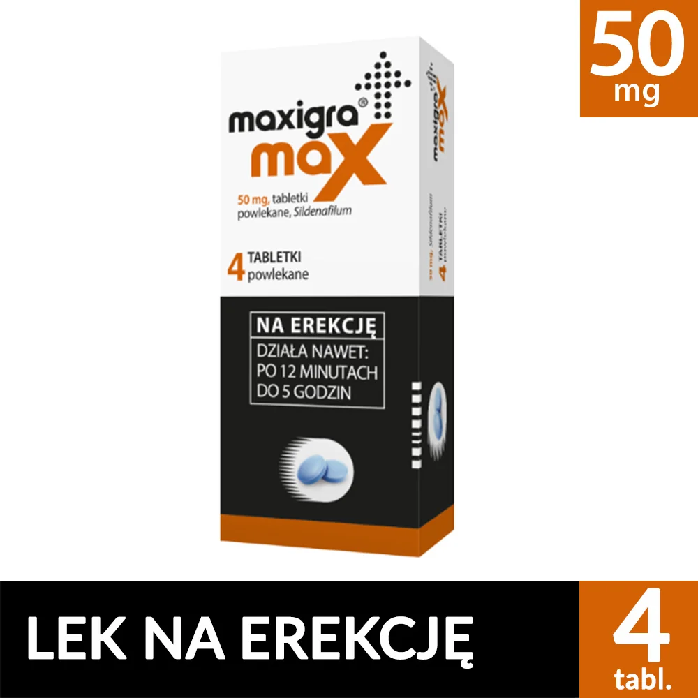 Maxigra Max, 50 mg, 4 tabletki powlekane