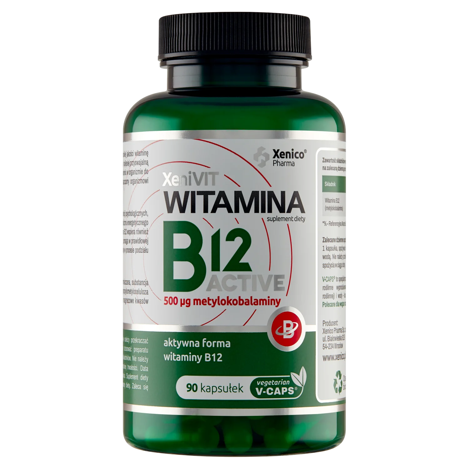 Witamina b12 active methylocobalamin, suplement diety, 500mcg, 90 kapsułek