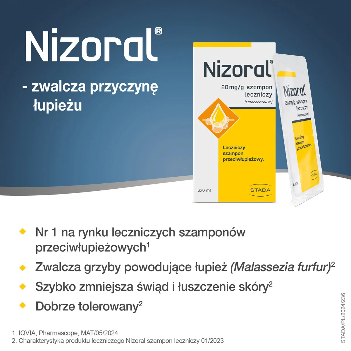 Nizoral, szampon leczniczy, 6 x 6 ml 