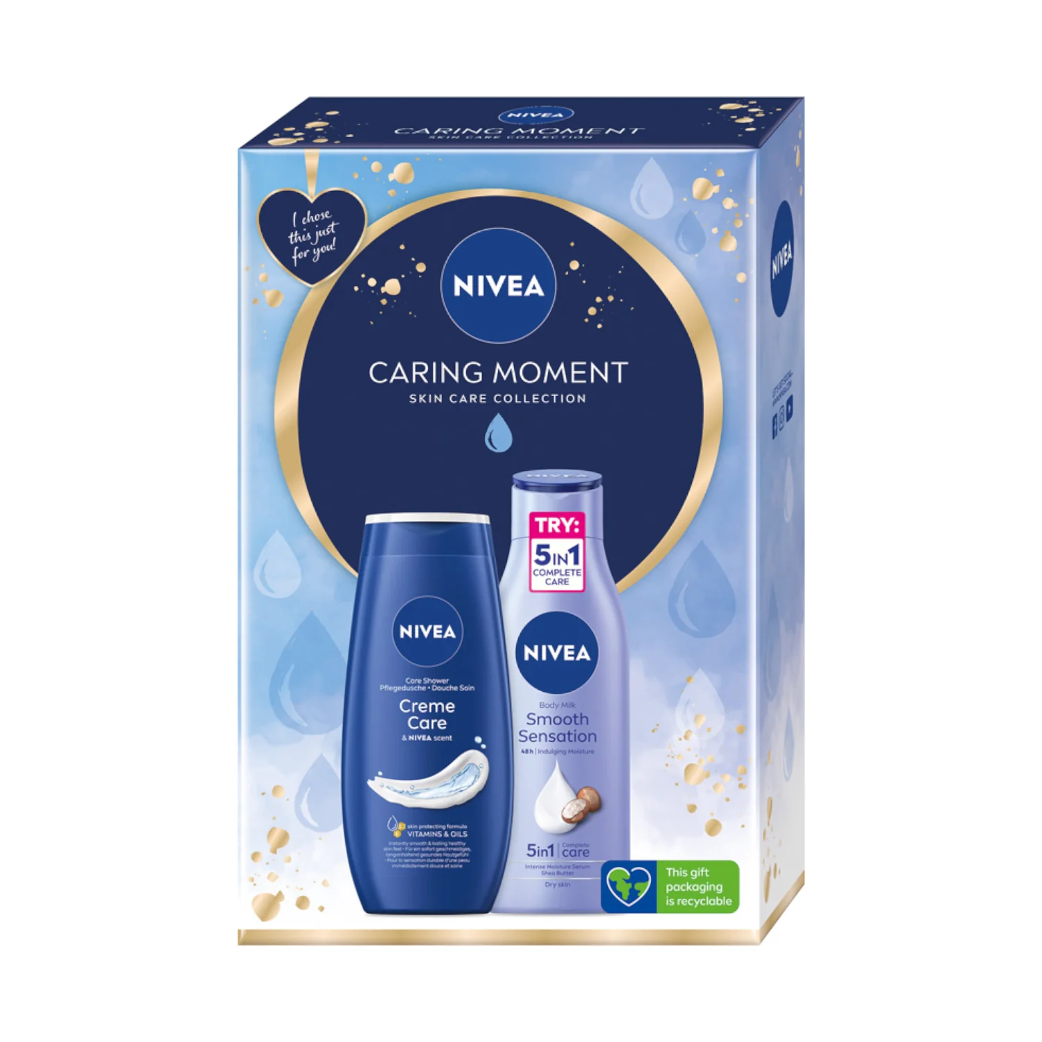 Nivea Caring Moment 2023 świąteczny zestaw kosmetyków, 250 + 250 ml